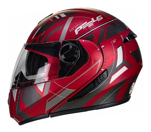 Capacete Escamoteavel Com Oculos Interno Vermelho Fosco