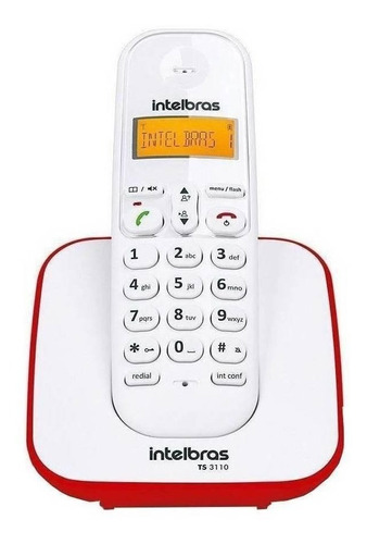 Telefone Sem Fio Digital Ts 3110 Branco E Vermelho Intelbras