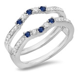 Anillo De Bodas Con Zafiros Azules Y Diamantes Blancos.