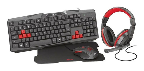 Trust Combo 4en1 Teclado Mouse Auricular Pad Gamer Ziva