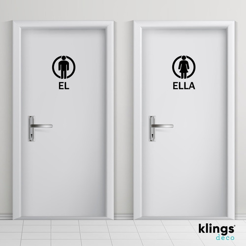 Vinilos Decorativos Baño Identificador De Puerta El Y Ella 