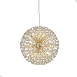 Lustre Pendente Cristal Flor Dente Leão Dourado Bola 80cm