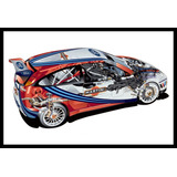 Ford Focus Wrc 1999 Mecanica Cuadro Enmarcado 45x30cm