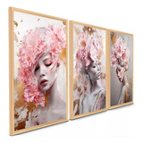 Quadro Quarto Feminino Flores Flor Na Cabeça  Parede Bonita