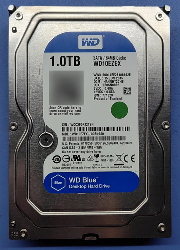 Disco Rígido Western Digital Blue Wd10ezex 1tb Impecable