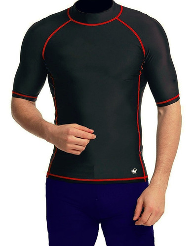 Playera Rashguard Manga Corta Black Seams Colors Lycra