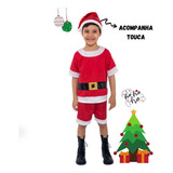 Fantasia Infantil Roupa Natal Papai Noel Com Touca
