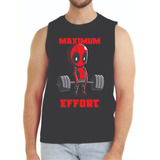 Playera Deadpool Gym Max. Esfuerzo Musculosa Dtf Color Negro