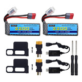 Amzzn 2 Baterias Lipo De 11.1 V 2200 Mah 30c 3s T-plug Con C