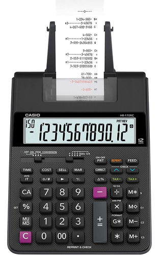 Casio Hr-170rc Calculadora De Impresión, Color Negro, 2.6 X