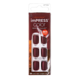 Uñas Impress Marca Kiss/press-on - Lights Out Color Burdeo