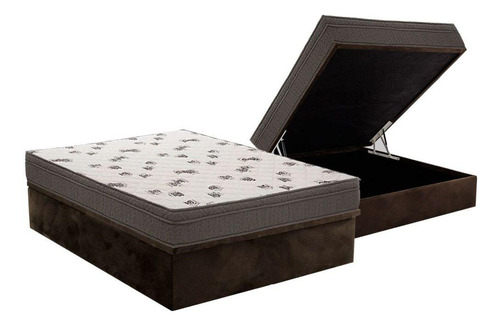 Cama Baú Casal: Colchão D45 Ortobom Light+box Crc Suede Mar