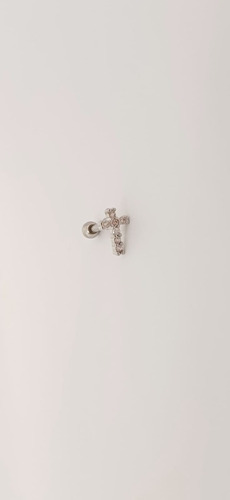 Piercing Tragus Cruz Cravejada Pedra Zirconia Aço Orelha