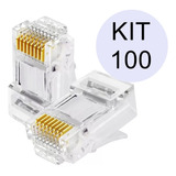 Conector Rj45 Macho Cat6/cat5e Pra Cabo De Rede Vazado 100un