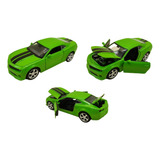 Carrinho De Ferro Carro Camaro Verde Miniatura A Fricção 