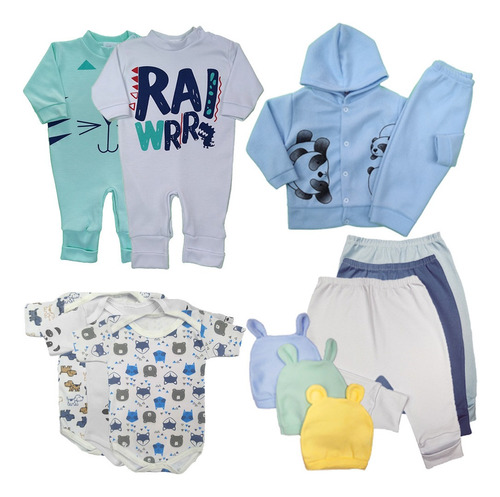 Kit 13pç Roupa De Bebê Masculino Feminino Body Macacão Touca