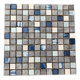 Malla Guarda Venecita Vidrio Piedra Baño Cocina Azul 30x30