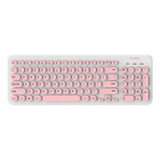 Kit De Teclado Y Mouse Inalámbrico Noga S5600 Blanco Y Rosa