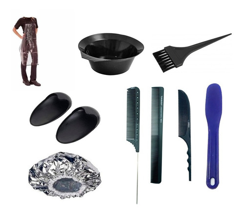 Kit Set Tintura/gorro/peluqueria/bowl+pincel+color+delantal