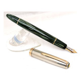 Montblanc 642 F Verde Estriado Pluma Fuente German  Original