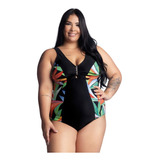 Maiô Body Plus Size Detalhe Lateral Que Emagrece Sem Bojo