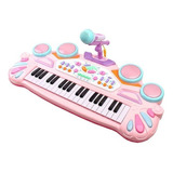 Piano Organeta Electrónica Musical Micrófono Silla Ref. 107a Color Cy-7004b / Organeta Rosa
