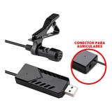 Microfono Corbatero Usb Entrada Auricular Pc Notebook 