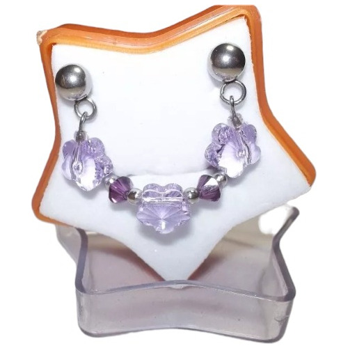 Conjunto Con Cristales Swarovski Aros + Collar. Plata 925