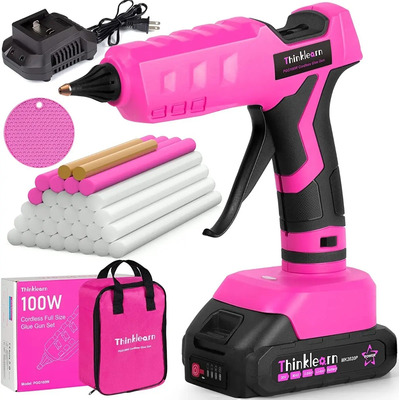 Pistola de Silicón Inalámbrica ThinkLearn Rosa 100W con 26 Barras | Envío gratis
