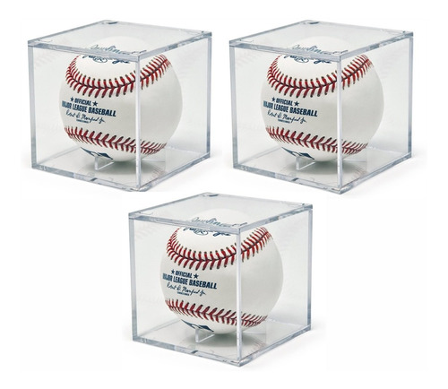 3 Exhibidor Pelota Beisbol Acrilico Cubo Ballqube Baseball