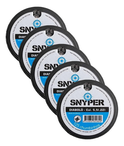 5 Latas - Chumbinho Diabolô Snyper 5.5mm 625 Unidades