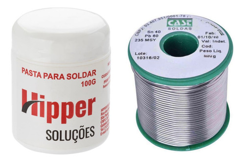 Solda Estanho 1,50mm 40x60 Rolo 500g+pasta Para Solda Hipper