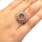 Anel Sol Cravejado Em Zirconias Brancas Folheado A Ouro 18k