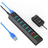 Hub Usb Alimentado, Aiibe Hub Usb 3.0 De 8 Puertos Divisor U