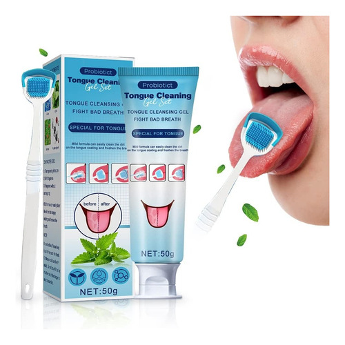 Limpieza De Lengua Set De Gel Limpiador De Lengua, Raspador