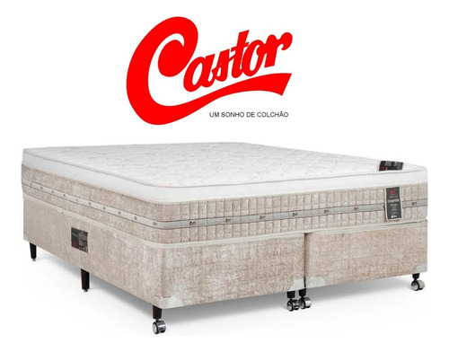 Base Box Casal Queen + Colchão Castor Premium 158x198