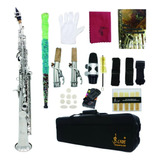 Saxofone Soprano Reto Prateado Bb Si Bemol + Case Ccb