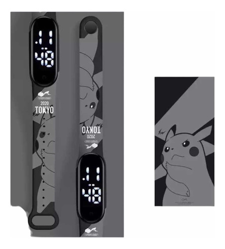 Pokémon Reloj Digital Niño Dark Pikachu Resistente Al Agua