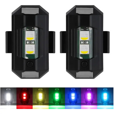 2pzs Mini Luz Led Rgb Estrobo Fija Para Moto Auto Bicicleta