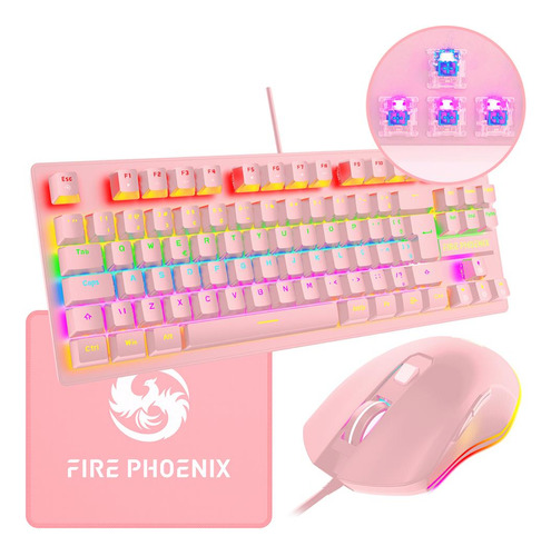 Teclado Mouse Mecânico Abnt2 Gamer Rgb Led Mousepad Be-k1