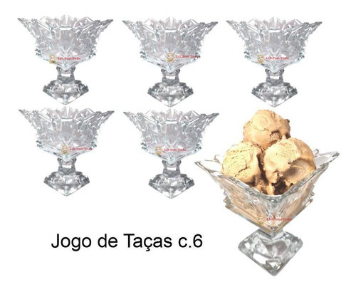 Taça De Sobremesa Vidro Persa 6 Peças Persian Glass Cor Transparente