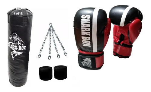 Bolsa De Boxeo 30 X 1.10cm Marca Shark Box C/ Relleno+cadena