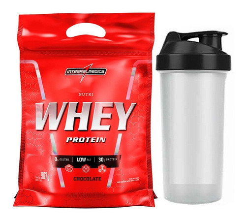 Nutri Whey Protein Refil 907g + Coqueteleira Integralmedica Sabor Baunilha