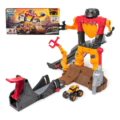 Monster Jam Smash & Bash SmashBot, set de juego con lanzador, camión monstruo a escala 1:64, robot reparable de 38,1 cm, juguetes para niños y niñas a partir de 3 años | Envío gratis