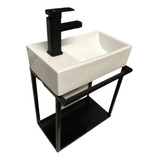 Gabinete Empotrable Metalico Negro Flotante+lavabo+accesorio