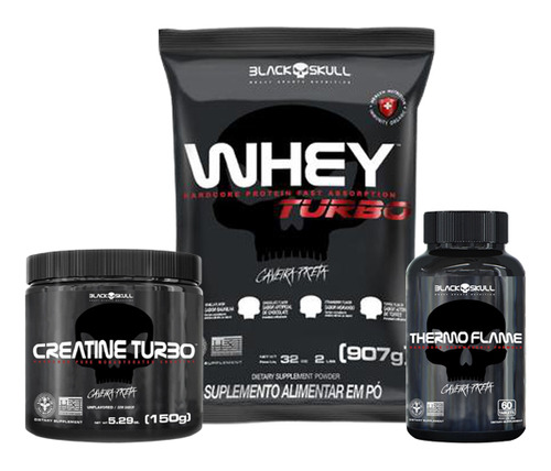 Combo Turbo: Whey Morango+1creatina 150g+thermo Flame 60caps