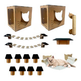 Playground Para Gatos Parede 15 Pcs Casinha Arranhador Rede