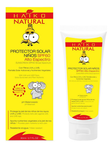 Protector Solar Niños Spf60 Alto Espectro X 80 Ml  Haiko Na