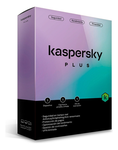 Antivirus Kaspersky Plus 2024 1 Dispositivo 1 Año