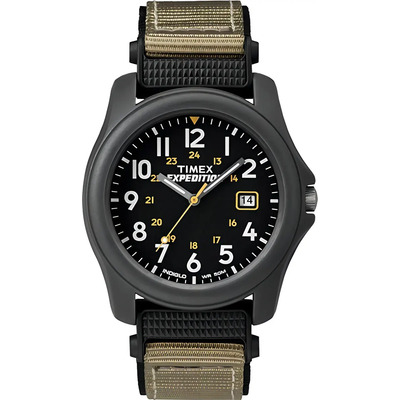 Timex Expedition Camper Reloj Hombre T425719J | Caja 39mm | Luz Indiglo | Fecha | 12\u002F24h | Resistencia Al Agua 50m | Correa nylon verde 20mm | Caja resina | Esfera negra | Manecillas luminosas | Envío gratis
